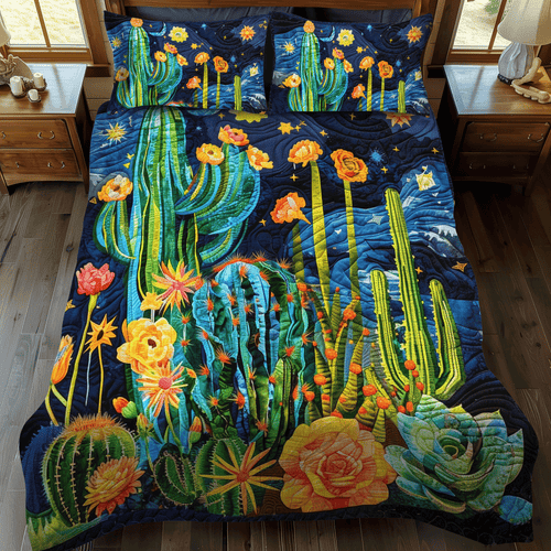 Cactus Night Sky 3-Piece Quilted Bedding Set NCU0DV338