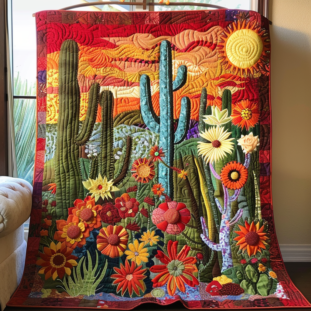 Cactus Sunrise Quilted Blanket NCU0DV279