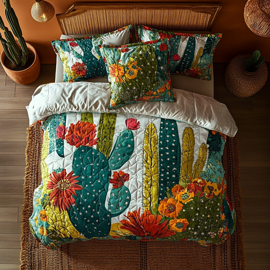 Cactus Bloom Harmony 3-Piece Quilted Bedding Set NCU0PVL007