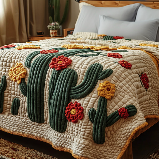 Cactus Bloom Quilted Blanket NCU0DV1157