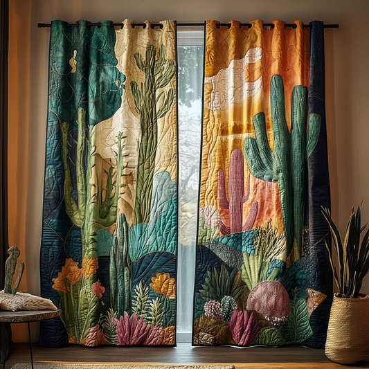 Cactus Bloom Quilted Curtains NCU0DDK1780
