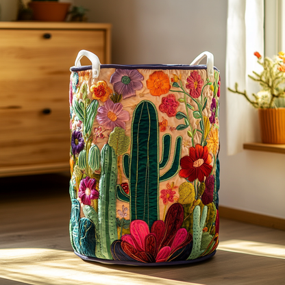 Cactus Bloom Quilted Laundry Basket NCU0DDK1288