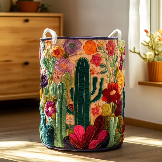 Cactus Bloom Quilted Laundry Basket NCU0DDK1288