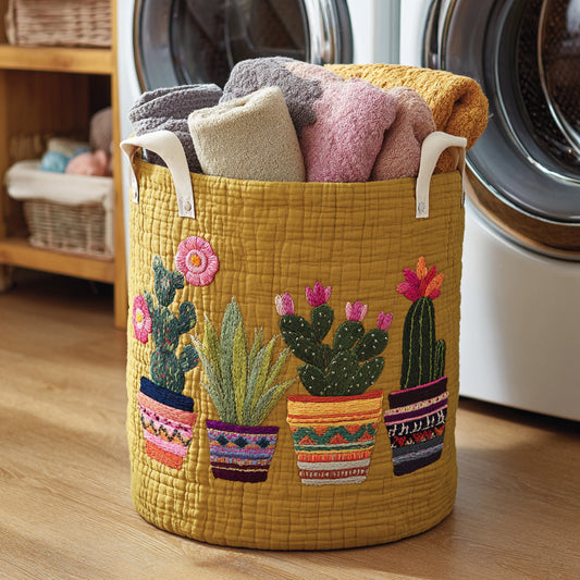 Cactus Bloom Quilted Laundry Basket NCU0HNH728