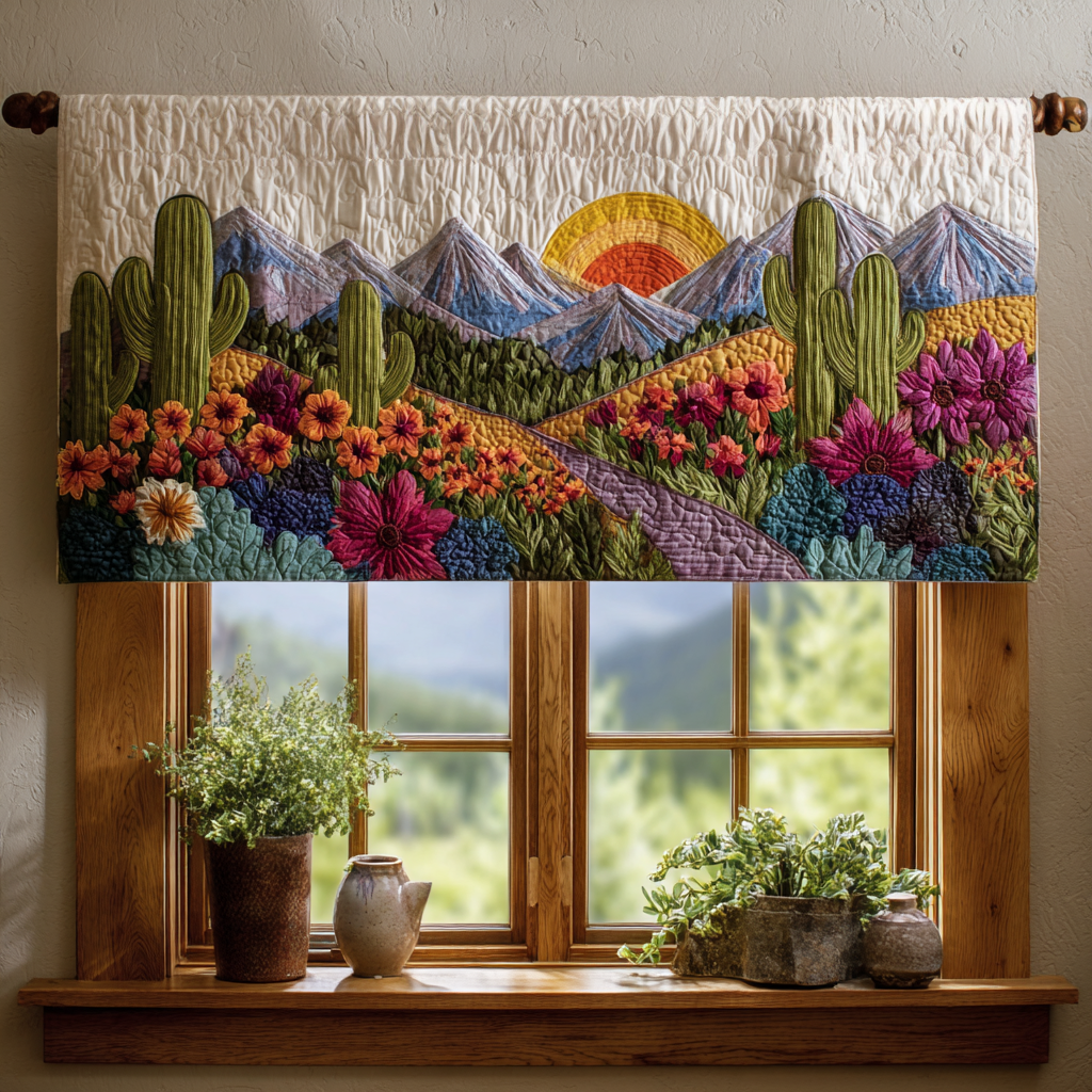 Cactus Bloom Quilted Valance NCU0DDK1617
