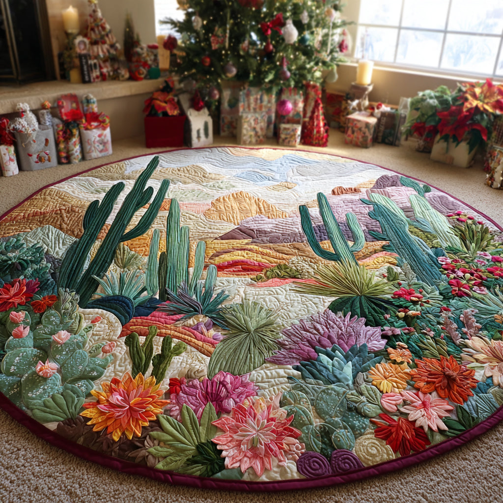 Cactus Blossom Quilted Round Mat NCU0DV1373