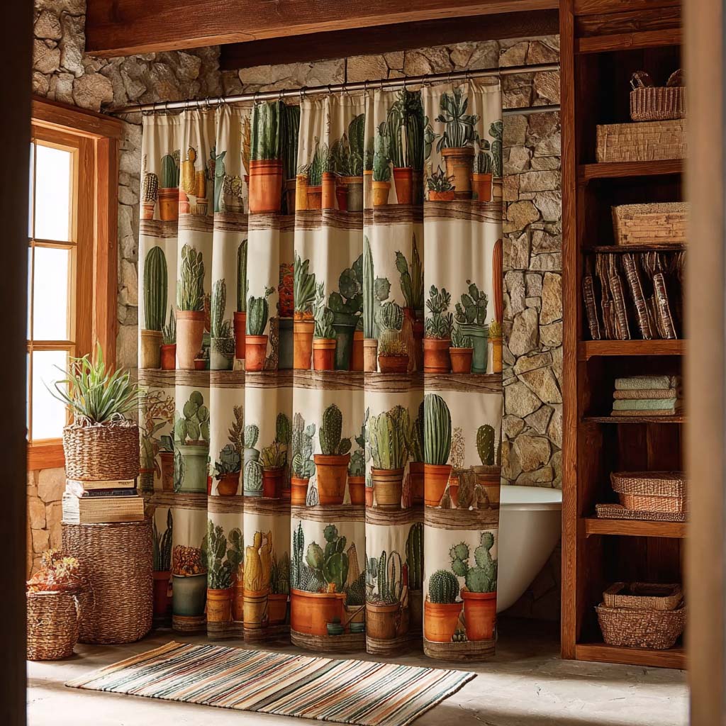 Cactus Calm Vibes Shower Curtain NCU0DQQ0368