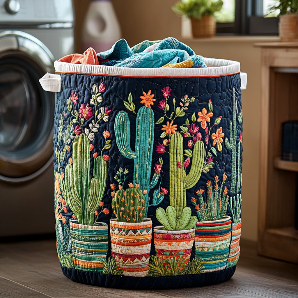 Cactus Charm Quilted Laundry Basket NCU0DV680
