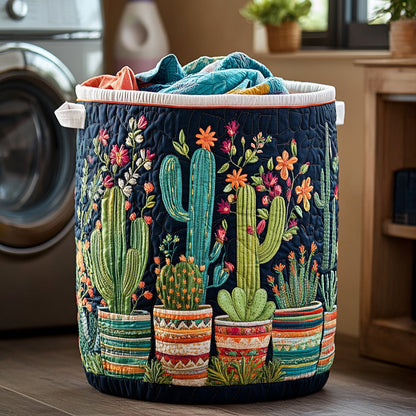 Cactus Charm Quilted Laundry Basket NCU0DV680