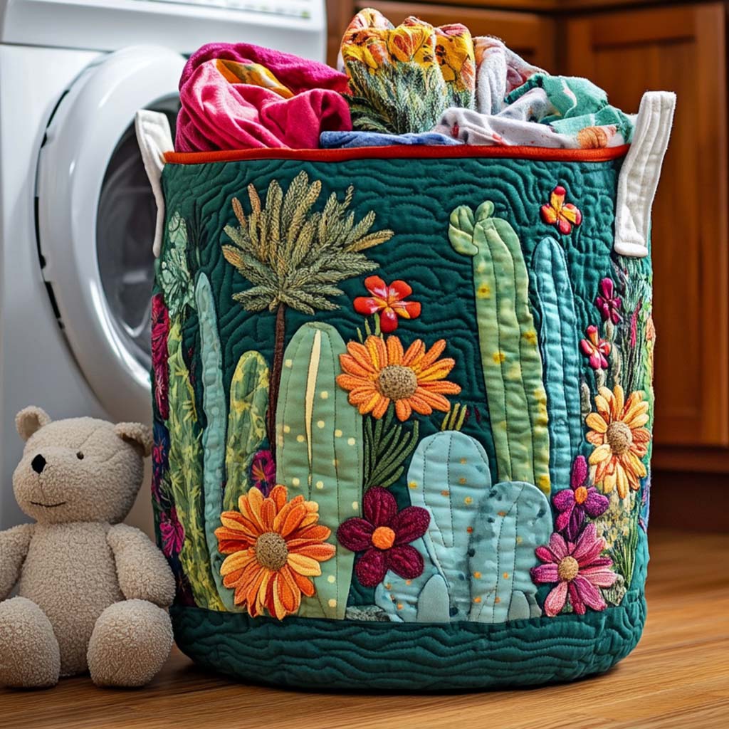 Cactus Charm Quilted Laundry Basket NCU0NNT1991
