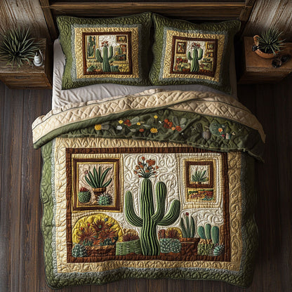 Cactus Cozy 3-Piece Quilted Bedding Set NCU0PTT158