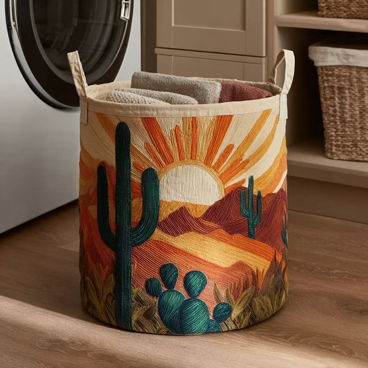 Cactus Desert Dawn Quilted Laundry Basket NCU0HNH729
