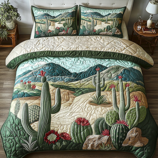 Cactus Dreams 3-Piece Quilted Bedding Set NCU0NVH170