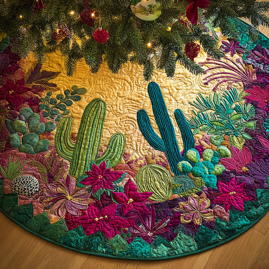 Cactus Garden Christmas Quilted Tree Skirt NCU0DDK1658