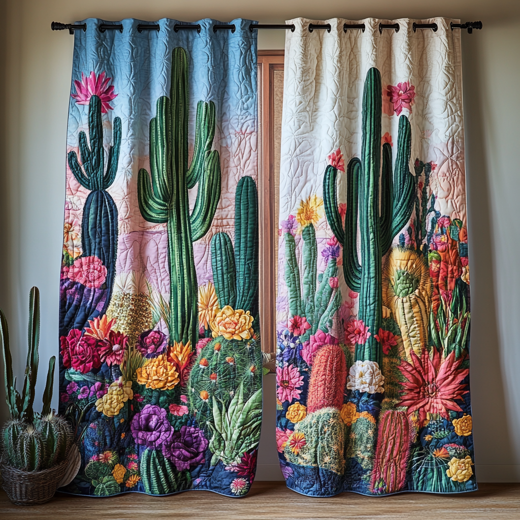 Cactus Garden Quilted Curtains NCU0DDK1782