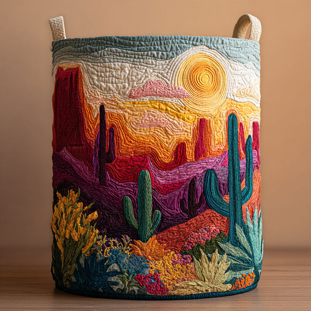 Cactus Garden Quilted Laundry Basket NCU0DDK2027