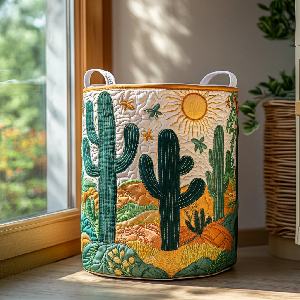 Cactus Glow Quilted Laundry Basket NCU0DDK771