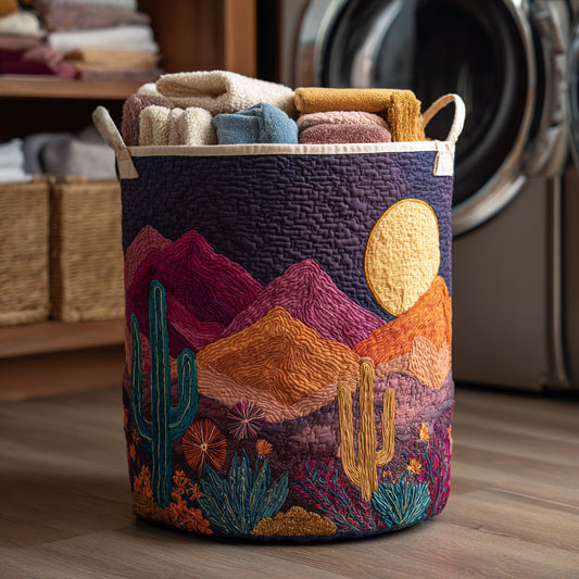 Cactus Mountain Sunset Quilted Laundry Basket NCU0HNH731