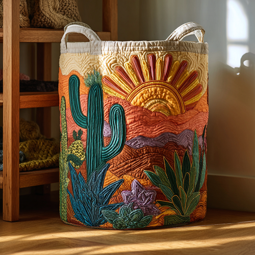 Cactus Path Quilted Laundry Basket NCU0DDK1294