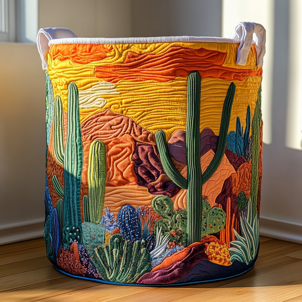 Cactus Sky Quilted Laundry Basket NCU0DDK777