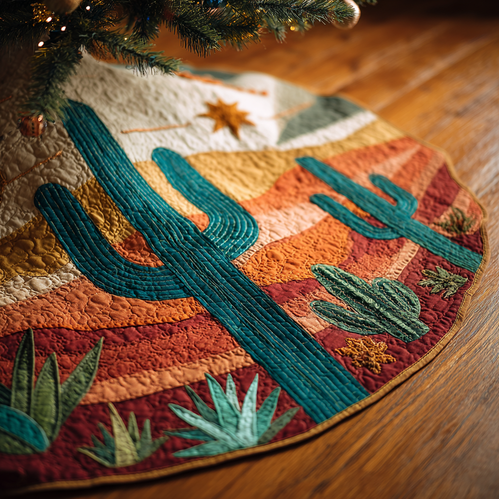 Cactus Spirit Christmas Quilted Tree Skirt NCU0DDK1661