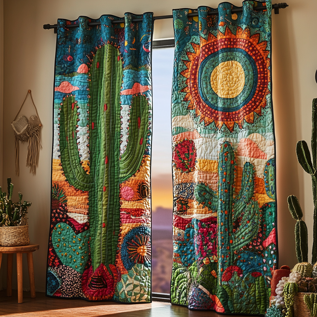 Cactus Spirit Quilted Curtains NCU0DDK1785