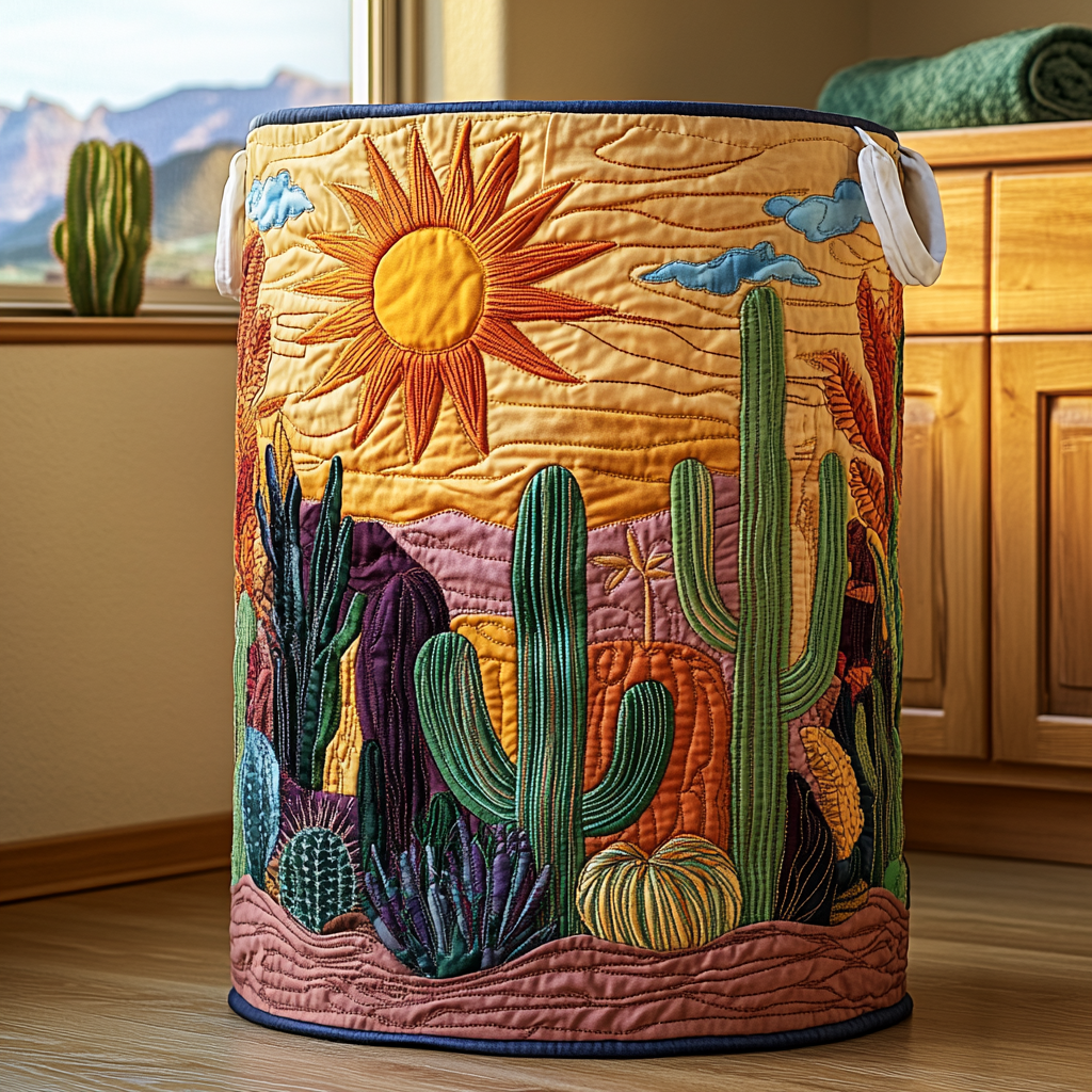 Cactus Spirit Quilted Laundry Basket NCU0DDK1293