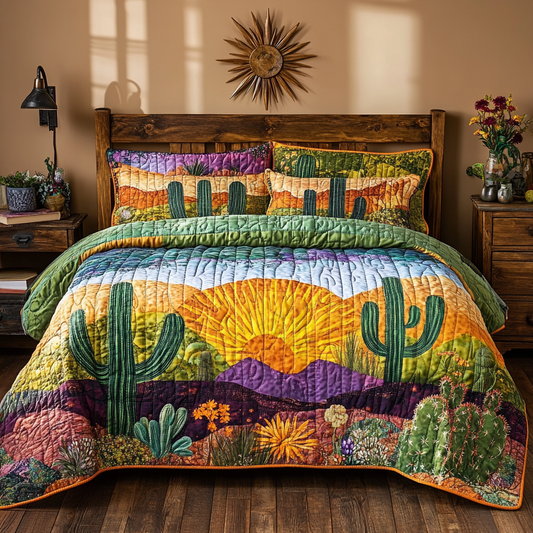 Cactus Sunrise 3-Piece Quilted Bedding Set NCU0PVL001