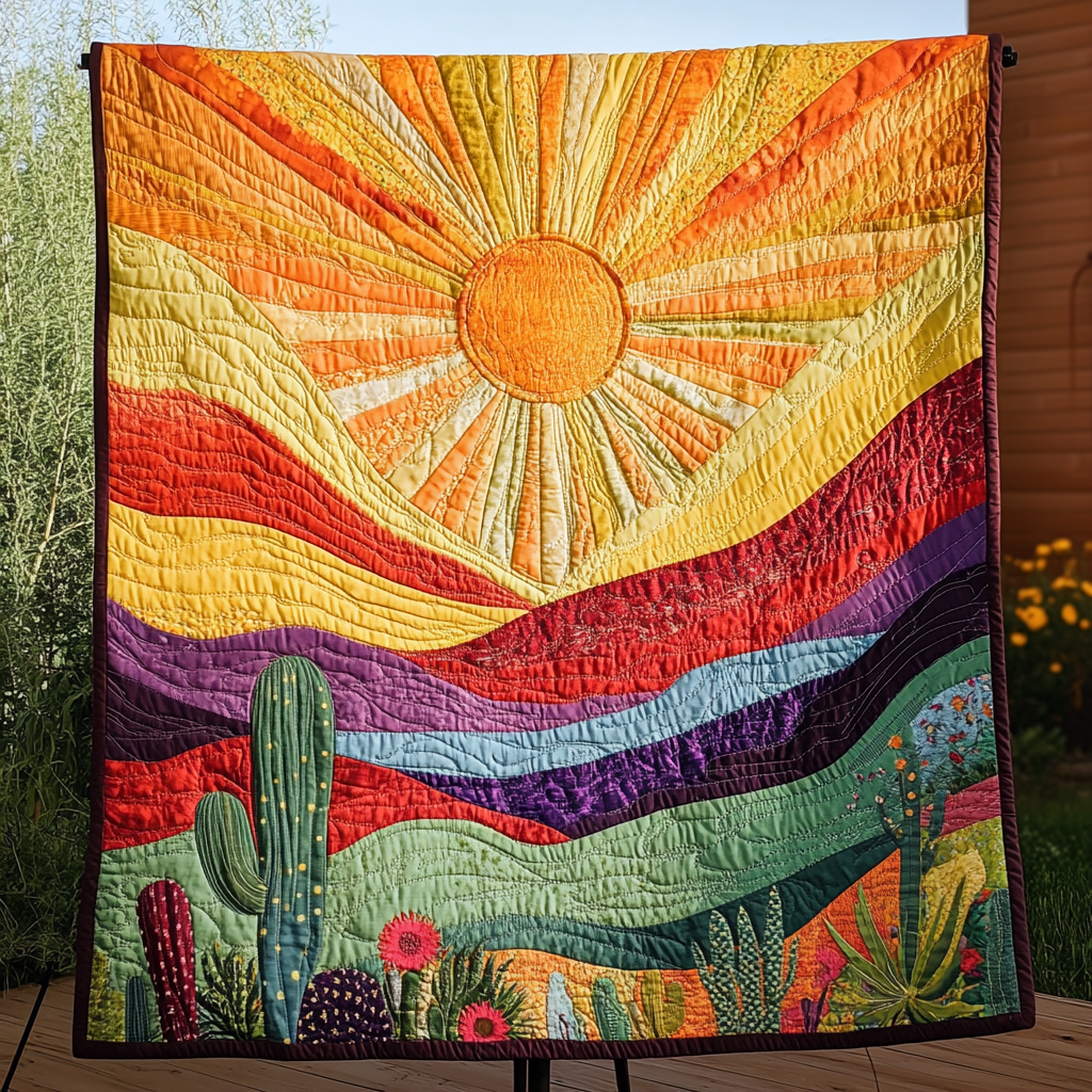 Cactus Sunset Quilted Blanket NCU0NVH108