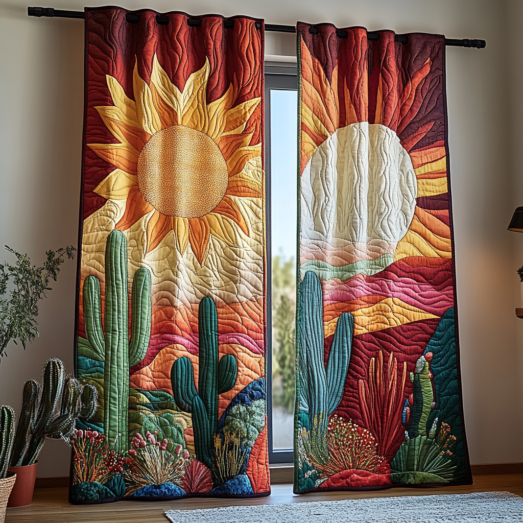Cactus Sunset Quilted Curtains NCU0DDK1784