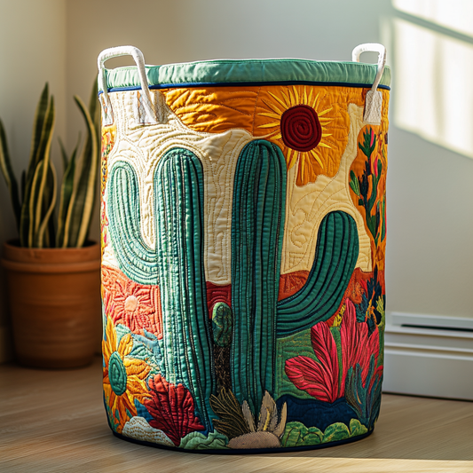 Cactus Sunset Quilted Laundry Basket NCU0DDK773