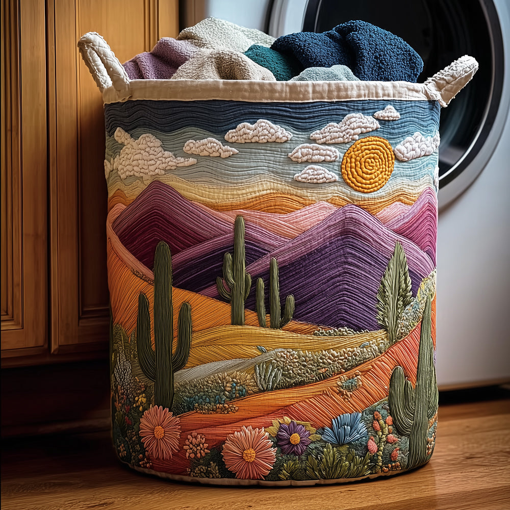 Cactus Sunset Quilted Laundry Basket NCU0TH2975