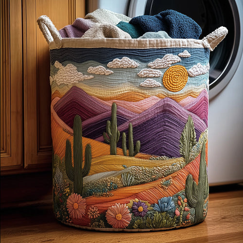 Cactus Sunset Quilted Laundry Basket NCU0TH2975