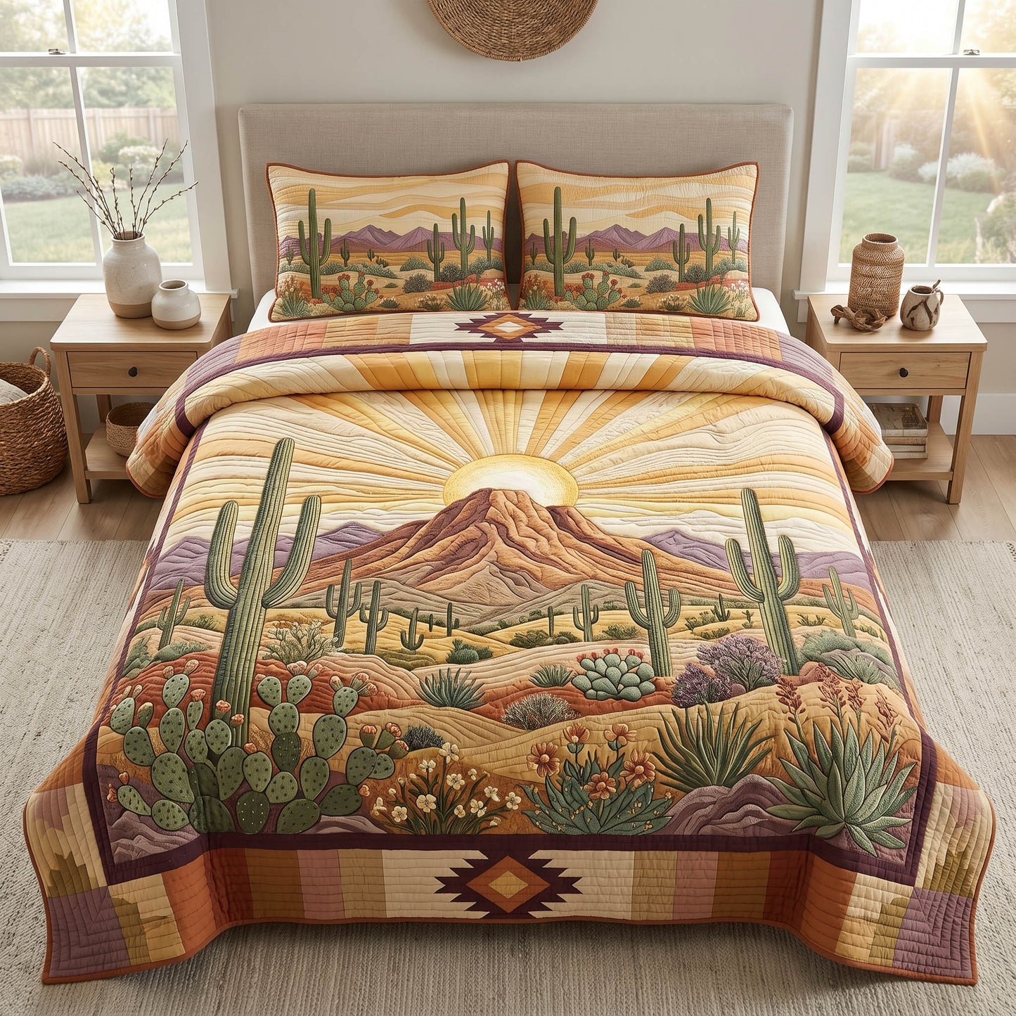 Cactus Trail 3-Piece Quilted Bedding Set NCU0NTD1988