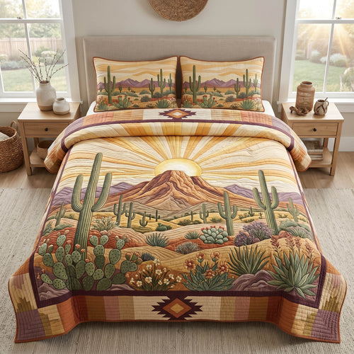 Cactus Trail 3-Piece Quilted Bedding Set NCU0NTD1988