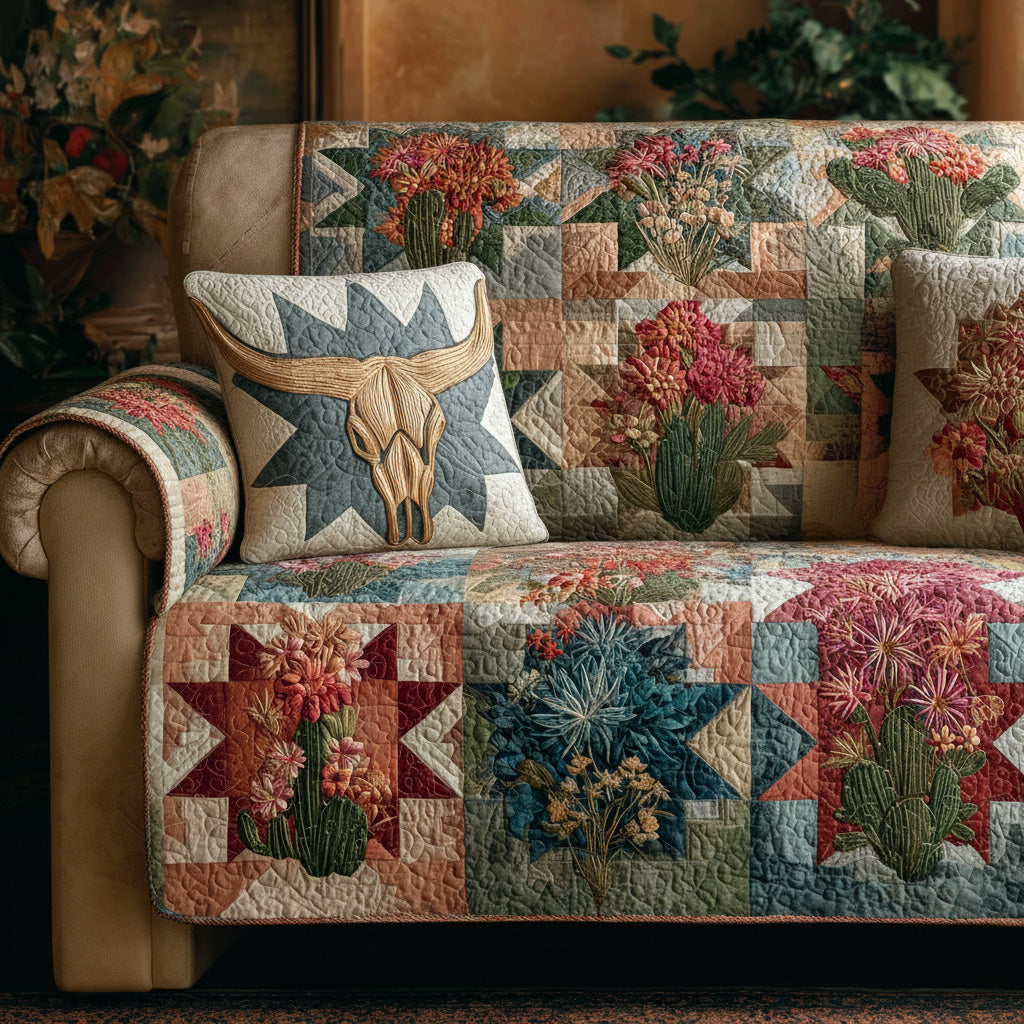 Cactus Trails Star Quilted Sofa Cover NCU0LDH224