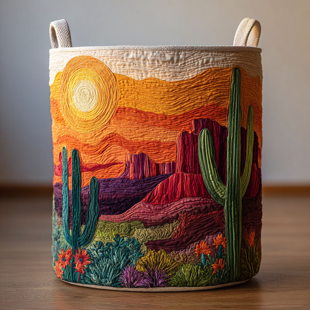 Cactus Valley Quilted Laundry Basket NCU0DDK2026