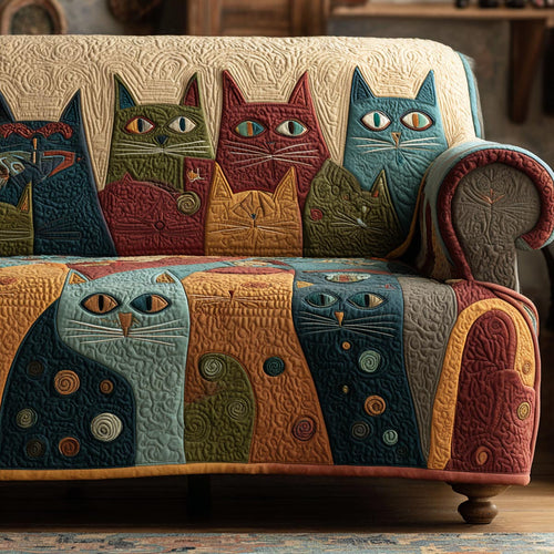 Calm Cats Quilted Sofa Cover NCU0DV1879