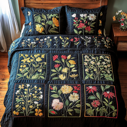 Calm Garden 3-Piece Quilted Bedding Set NCU0DDK475