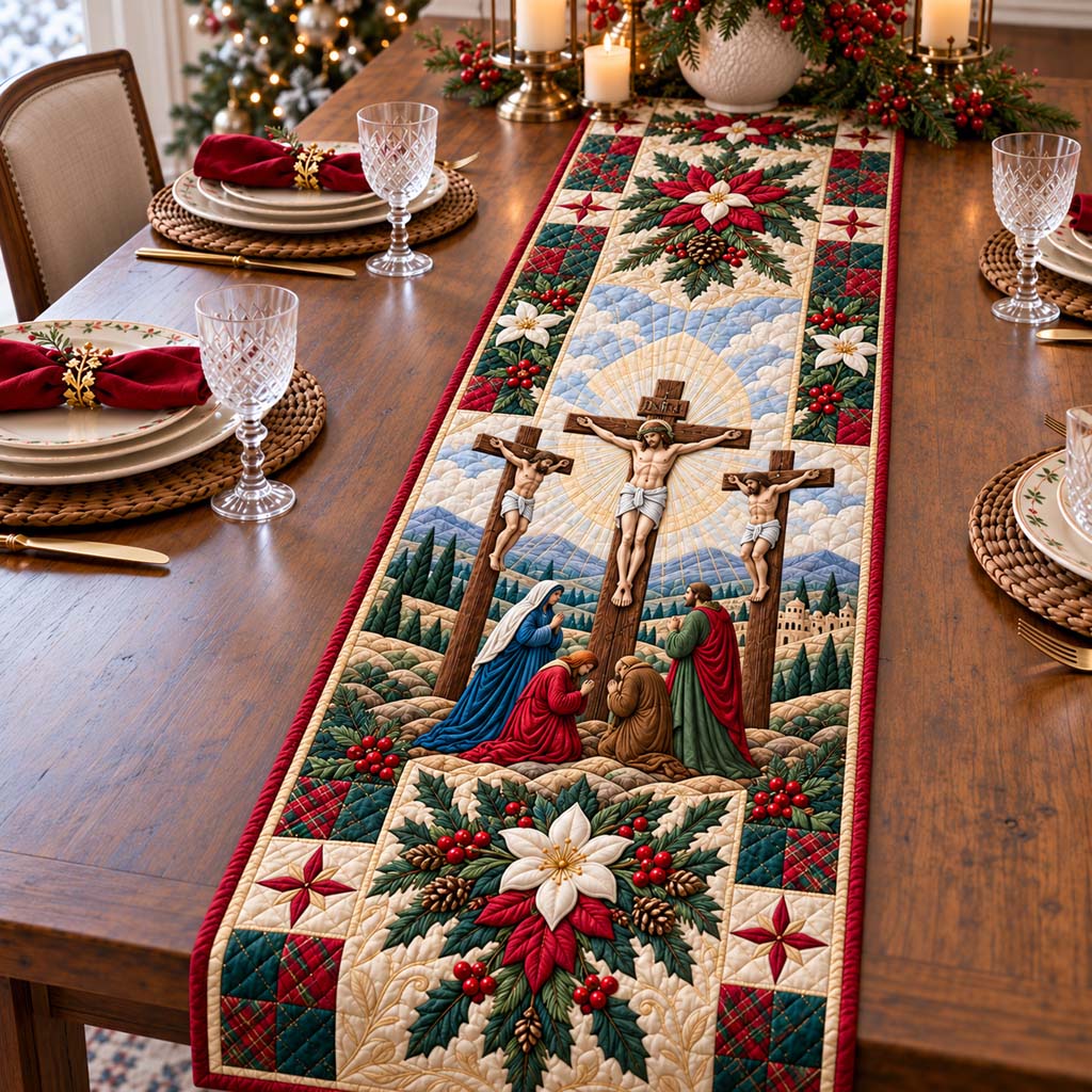 Calvary Scene Quilted Table Runner NCU0HNH1321