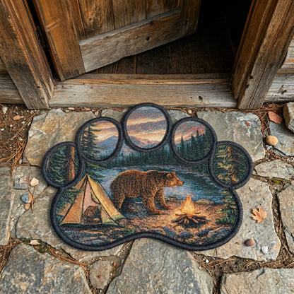 Campfire Bear Night Custom Shape Doormat NCU0NNT3083