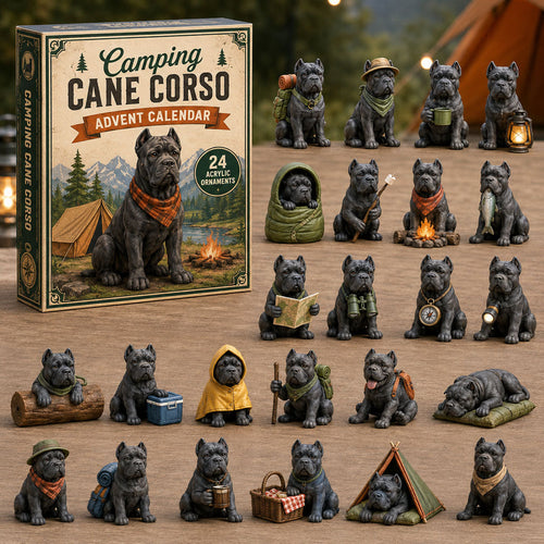 CHRISTMAS KICKOFF 40% OFF - Camping Cane Corso Advent Calendar 2026 - 24-Day Festive Countdown, Acrylic Charms Blind Box - Gift For Cane Corso Lovers AC0NT236