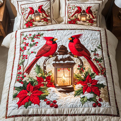 Candlelight Cardinals 3-Piece Quilted Bedding Set NCU0NNT056