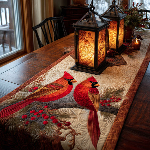 Candlelight Cardinals Quilted Table Runner NCU0DV1174