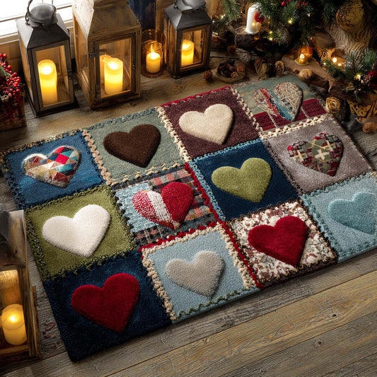 Candlelit Patch Hearts Area Rug NCU0NXD1227