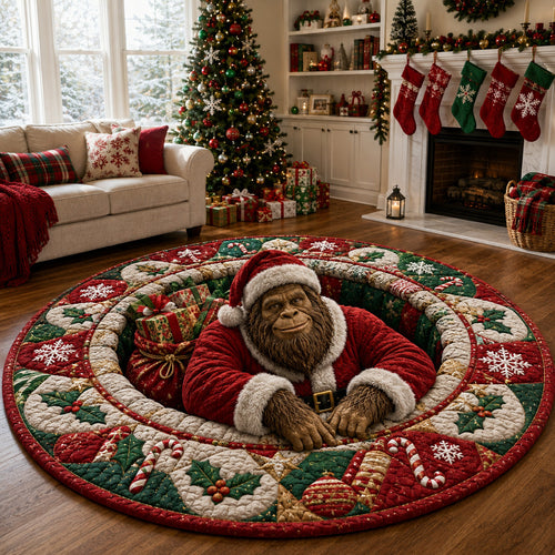 Candy Cane Bigfoot Quilted Round Mat NCU0HNH1258