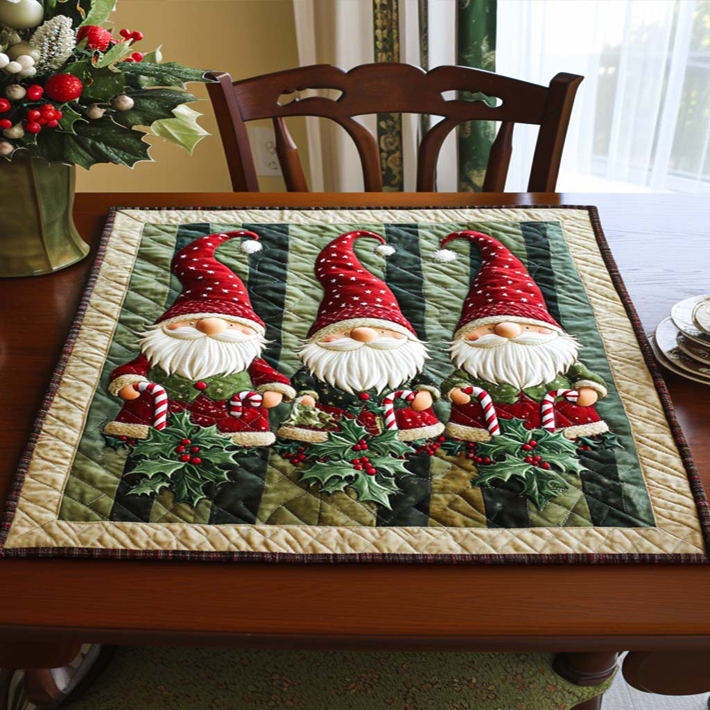 Candy Cane Gnomes Quilted Table Topper NCU0NNT1521
