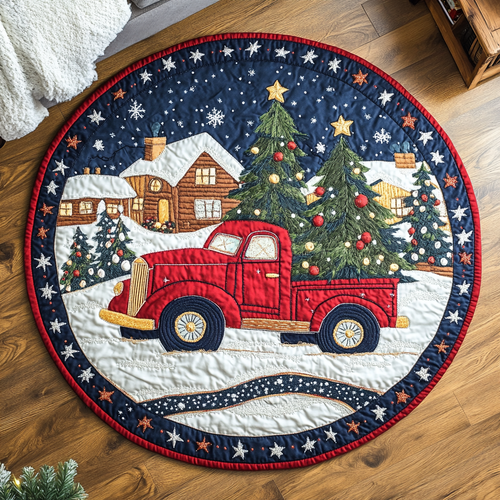 Candy Cane Lane Quilted Round Mat NCU0DK1232