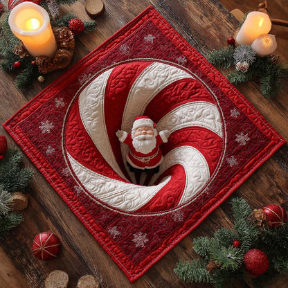 Candy Cane Whirl Quilted Table Topper NCU0NXD236