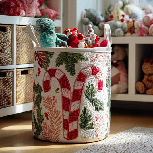 Candy Cane Wishes Quilted Laundry Basket NCU0PTT1318